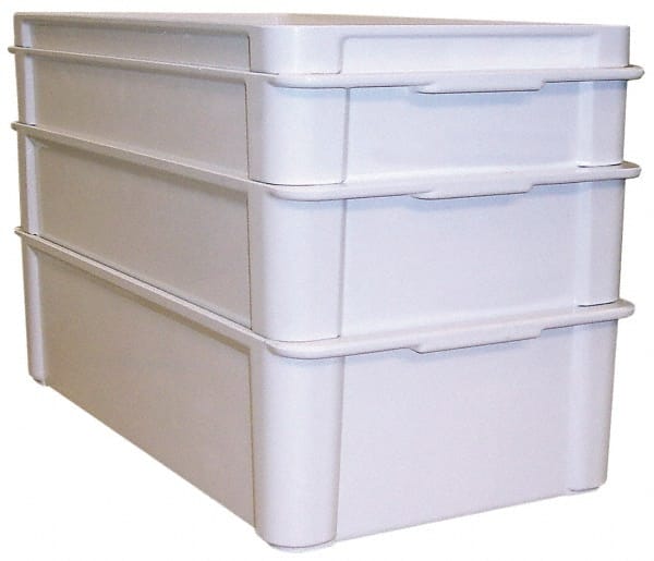 MFG Tray - 150 Lb Load Capacity White Fiberglass Tote Container - Stacking, 22" Long x 12" Wide x 1.3" High - Exact Tooling