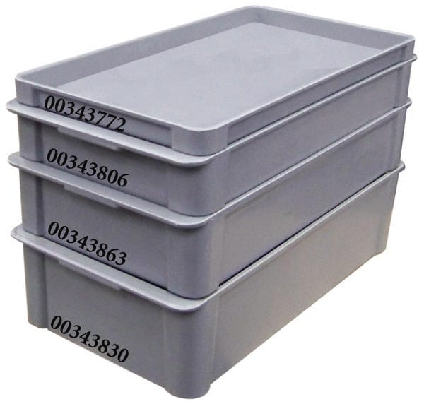 MFG Tray - 225 Lb Load Capacity Gray Fiberglass Tote Container - Stacking, 23.4" Long x 12" Wide x 4.4" High - Exact Tooling