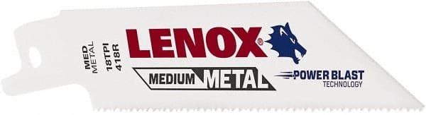 Lenox - 4" Long x 3/4" Thick, Bi-Metal Reciprocating Saw Blade - Tapered Profile, 18 TPI, Toothed Edge, Universal Shank - Exact Tooling