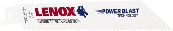 Lenox - 6" Long x 3/4" Thick, Bi-Metal Reciprocating Saw Blade - Tapered Profile, 10 TPI, Toothed Edge, Universal Shank - Exact Tooling