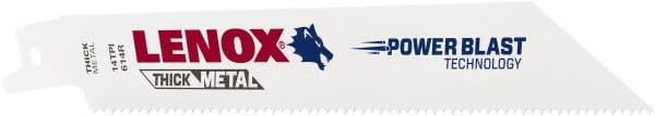 Lenox - 6" Long x 3/4" Thick, Bi-Metal Reciprocating Saw Blade - Tapered Profile, 14 TPI, Toothed Edge, Universal Shank - Exact Tooling