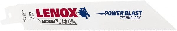 Lenox - 6" Long x 3/4" Thick, Bi-Metal Reciprocating Saw Blade - Tapered Profile, 18 TPI, Toothed Edge, Universal Shank - Exact Tooling