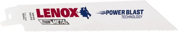 Lenox - 6" Long x 3/4" Thick, Bi-Metal Reciprocating Saw Blade - Tapered Profile, 24 TPI, Toothed Edge, Universal Shank - Exact Tooling