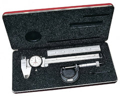 Starrett - 4 Piece, Machinist Caliper and Micrometer Tool Kit - 0 to 150 mm Caliper, 0 to 25 mm Micrometer - Exact Tooling