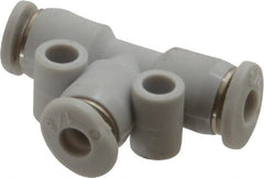 Norgren - 1/8" Tube OD, Brass Push-to-Connect Tube Union Tee - Tube to Tube Connection, 150 Max psi, Nitrile O-Ring, 0 to 175°F Working Temp - Exact Tooling