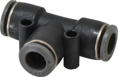 Norgren - 3/8" Tube OD, Brass Push-to-Connect Tube Union Tee - Tube to Tube Connection, 150 Max psi, Nitrile O-Ring, 0 to 175°F Working Temp - Exact Tooling