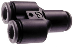 Norgren - 10 x 10 x 8mm Tube OD, Brass Push-to-Connect Tube Parallel Y - 150 Max psi, Tube to Tube Connection, Nitrile O-Ring, 0 to 175°F Working Temp - Exact Tooling