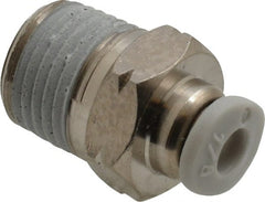 Norgren - 1/8" Tube OD, 1/8 NPTF Brass Push-to-Connect Tube Male Connector - Tube to Male NPT Connection, 150 Max psi, Nitrile O-Ring, 0 to 175°F Working Temp - Exact Tooling