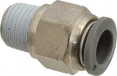 Norgren - 3/8" Tube OD, 1/4 NPTF Brass Push-to-Connect Tube Male Connector - Tube to Male NPT Connection, 150 Max psi, Nitrile O-Ring, 0 to 175°F Working Temp - Exact Tooling