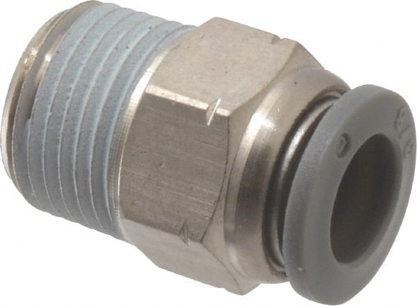 Norgren - 3/8" Tube OD, 3/8 NPTF Brass Push-to-Connect Tube Male Connector - Tube to Male NPT Connection, 150 Max psi, Nitrile O-Ring, 0 to 175°F Working Temp - Exact Tooling