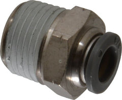 Norgren - 3/8" Tube OD, 1/2 NPTF Brass Push-to-Connect Tube Male Connector - Tube to Male NPT Connection, 150 Max psi, Nitrile O-Ring, 0 to 175°F Working Temp - Exact Tooling