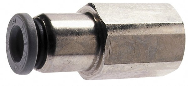 Norgren - 3/8" Tube OD, 3/8 NPTF Brass Push-to-Connect Tube Female Connector - Tube to Female NPT Connection, 150 Max psi, Nitrile O-Ring, 0 to 175°F Working Temp - Exact Tooling