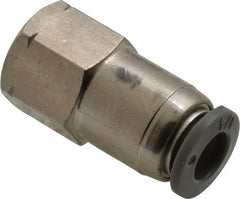 Norgren - 1/4" Tube OD, 1/8 NPTF Brass Push-to-Connect Tube Female Connector - Tube to Female NPT Connection, 150 Max psi, Nitrile O-Ring, 0 to 175°F Working Temp - Exact Tooling