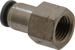 Norgren - 1/4" Tube OD, 1/4 NPTF Brass Push-to-Connect Tube Female Connector - Tube to Female NPT Connection, 150 Max psi, Nitrile O-Ring, 0 to 175°F Working Temp - Exact Tooling