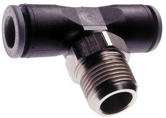 Norgren - 1/4" Tube OD, 3/8 NPTF Brass Push-to-Connect Tube Male Swivel Branch Tee - Tube to Male NPT Connection, 150 Max psi, Nitrile O-Ring, 0 to 175°F Working Temp - Exact Tooling