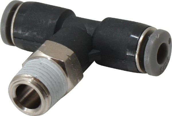 Norgren - 5/32" Tube OD, 1/8 NPTF Brass Push-to-Connect Tube Male Swivel Branch Tee - Tube to Male NPT Connection, 150 Max psi, Nitrile O-Ring, 0 to 175°F Working Temp - Exact Tooling