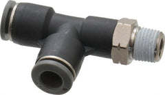 Norgren - 1/4" Tube OD, 1/8 NPTF Brass Push-to-Connect Tube Male Swivel Run Tee - Tube to Male NPT Connection, 150 Max psi, Nitrile O-Ring, 0 to 175°F Working Temp - Exact Tooling