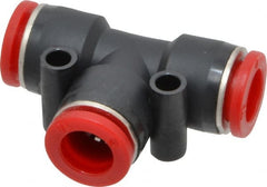 Norgren - 10mm Tube OD, Brass Push-to-Connect Tube Union Tee - Tube to Tube Connection, 150 Max psi, Nitrile O-Ring, 0 to 175°F Working Temp - Exact Tooling