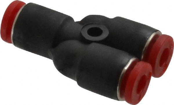 Norgren - 4mm Tube OD, Brass Push-to-Connect Tube Parallel Y - 150 Max psi, Tube to Tube Connection, Nitrile O-Ring, 0 to 175°F Working Temp - Exact Tooling