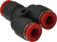 Norgren - 6mm Tube OD, Brass Push-to-Connect Tube Parallel Y - 150 Max psi, Tube to Tube Connection, Nitrile O-Ring, 0 to 175°F Working Temp - Exact Tooling