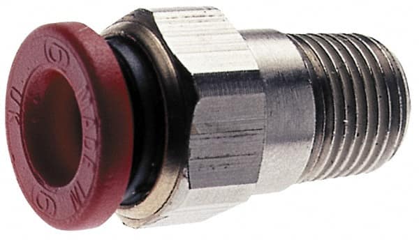 Norgren - 8mm Tube OD, 1/2 BSPT Brass Push-to-Connect Tube Male Connector - Tube to Male BSPT Connection, 150 Max psi, Nitrile O-Ring, 0 to 175°F Working Temp - Exact Tooling