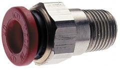 Norgren - 8mm Tube OD, 1/2 BSPT Brass Push-to-Connect Tube Male Connector - Tube to Male BSPT Connection, 150 Max psi, Nitrile O-Ring, 0 to 175°F Working Temp - Exact Tooling
