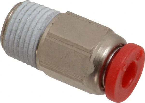 Norgren - 4mm Tube OD, 1/8 BSPT Brass Push-to-Connect Tube Male Connector - Tube to Male BSPT Connection, 150 Max psi, Nitrile O-Ring, 0 to 175°F Working Temp - Exact Tooling