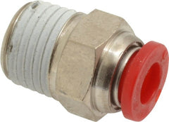 Norgren - 6mm Tube OD, 1/4 BSPT Brass Push-to-Connect Tube Male Connector - Tube to Male BSPT Connection, 150 Max psi, Nitrile O-Ring, 0 to 175°F Working Temp - Exact Tooling