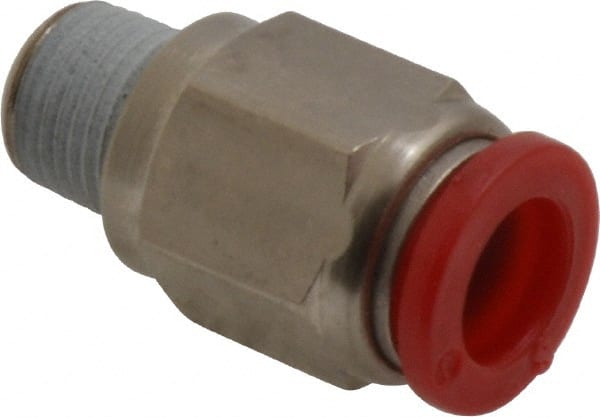 Norgren - 8mm Tube OD, 1/8 BSPT Brass Push-to-Connect Tube Male Connector - Tube to Male BSPT Connection, 150 Max psi, Nitrile O-Ring, 0 to 175°F Working Temp - Exact Tooling