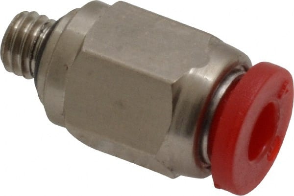 Norgren - 4mm Tube OD, M5 Metric Brass Push-to-Connect Tube Union - Tube to Tube Connection, 150 Max psi, Nitrile O-Ring, 0 to 175°F Working Temp - Exact Tooling