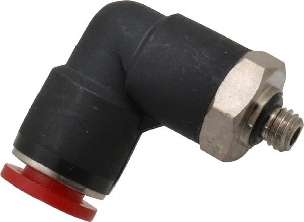 Norgren - 6mm Tube OD, M5 Metric Brass Push-to-Connect Tube Male Swivel Elbow - Tube to Metric Thread Connection, 150 Max psi, Nitrile O-Ring, 0 to 175°F Working Temp - Exact Tooling