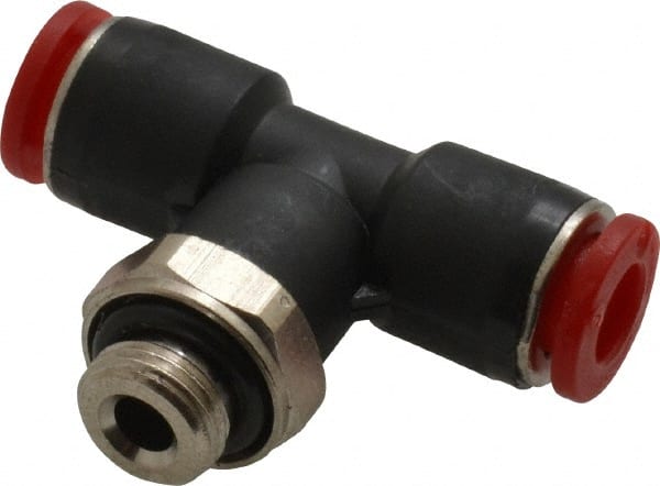 Norgren - 6mm Tube OD, 1/8 BSPP Brass Push-to-Connect Tube Male Swivel Branch Tee - Tube to Male BSPP Connection, 150 Max psi, Nitrile O-Ring, 0 to 175°F Working Temp - Exact Tooling