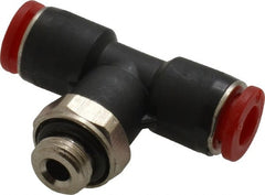 Norgren - 6mm Tube OD, 1/8 BSPP Brass Push-to-Connect Tube Male Swivel Branch Tee - Tube to Male BSPP Connection, 150 Max psi, Nitrile O-Ring, 0 to 175°F Working Temp - Exact Tooling