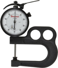 Starrett - 0 to 1 Inch Measurement, 0.001 Inch Graduation, 2-1/2 Inch Throat Depth, Dial Thickness Gage - 2-1/4 Inch Dial Diameter - Exact Tooling