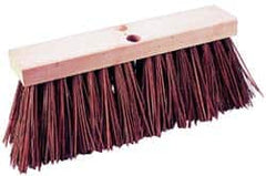 PRO-SOURCE - 14" Rough Surface Palmyra Push Broom - 6-1/4" Bristle Length, Wood Block, Tapered Handle Connection, Handle Sold Separately - Exact Tooling