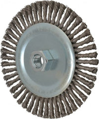 Anderson - 6" OD, 5/8-11 Arbor Hole, Knotted Steel Wheel Brush - 3/16" Face Width, 1-1/8" Trim Length, 0.02" Filament Diam, 12,500 RPM - Exact Tooling