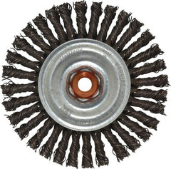Anderson - 4" OD, M10x1.50 Arbor Hole, Knotted Steel Wheel Brush - 1/4" Face Width, 7/8" Trim Length, 0.02" Filament Diam, 20,000 RPM - Exact Tooling