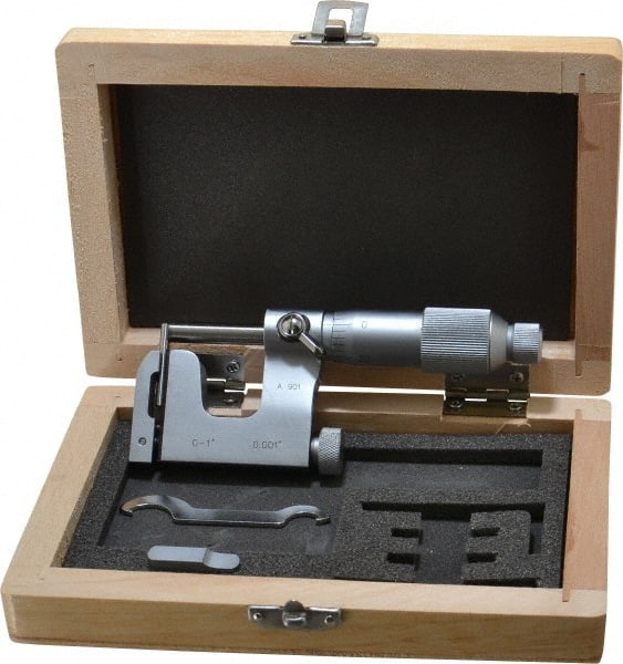Value Collection - 0 to 1 Inch Range, Carbide Face, Satin Chrome Coated, Mechanical Multi Anvil Micrometer - Friction Thimble, 0.001 Inch Graduation, 0.0001 Inch Accuracy - Exact Tooling