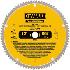 DeWALT - 12" Diam, 1" Arbor Hole Diam, 80 Tooth Wet & Dry Cut Saw Blade - Carbide-Tipped, General Purpose Action, Standard Round Arbor - Exact Tooling