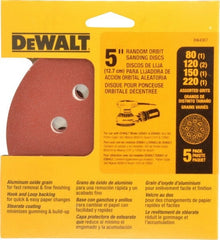 DeWALT - 80, 120, 150, 180, 220 Grit, 5" Disc Diam, Abrasive Disc Kit - Coated, Medium, Fine, (3) Very Fine Grade, Aluminum Oxide - Exact Tooling