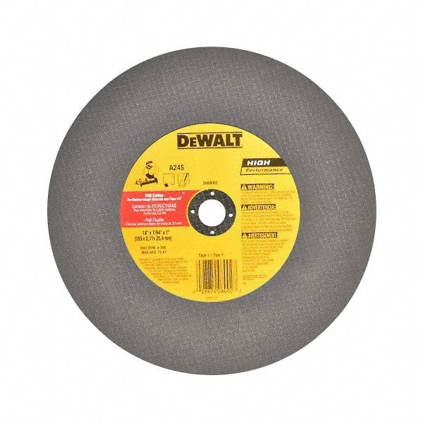 DeWALT - 14" Aluminum Oxide Cutoff Wheel - 7/64" Thick, 1" Arbor, 4,300 Max RPM, Use with Stationary Tools - Exact Tooling