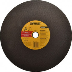 DeWALT - 14" Aluminum Oxide Cutoff Wheel - 7/64" Thick, 1" Arbor, 5,000 Max RPM, Use with Stationary Tools - Exact Tooling