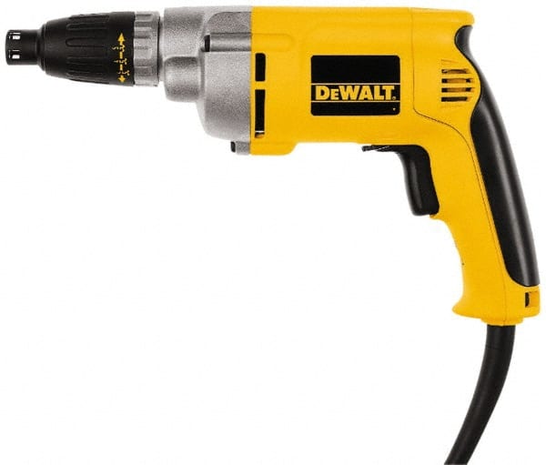 DeWALT - Pistol Grip Handle, 2,500 RPM, 132 In/Lb Torque, Electric Screwdriver - 1/4" Bit Holder, 110 Volts, 6.5 Amps - Exact Tooling