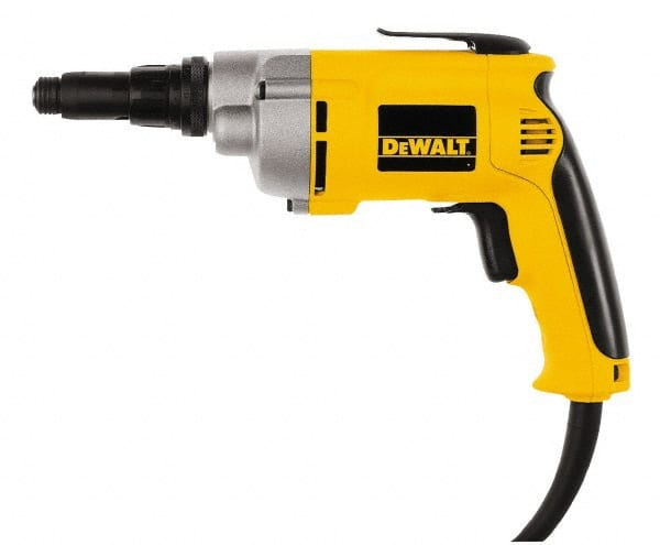 DeWALT - Pistol Grip Handle, 2,500 RPM, 132 In/Lb Torque, Electric Screwdriver - 1/4" Bit Holder, 120 Volts, 6.5 Amps - Exact Tooling