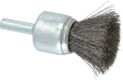Anderson - 3/4" Brush Diam, Crimped, End Brush - 1/4" Diam Shank, 22,000 Max RPM - Exact Tooling