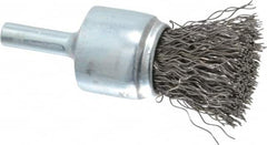 Anderson - 3/4" Brush Diam, Crimped, End Brush - 1/4" Diam Shank, 22,000 Max RPM - Exact Tooling