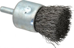 Anderson - 1" Brush Diam, Crimped, End Brush - 1/4" Diam Shank, 22,000 Max RPM - Exact Tooling