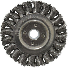 Anderson - 3" OD, 1/2" Arbor Hole, Knotted Steel Wheel Brush - 3/8" Face Width, 5/8" Trim Length, 0.014" Filament Diam, 25,000 RPM - Exact Tooling