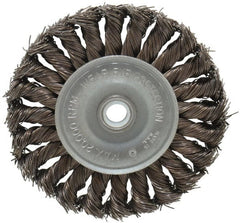 Anderson - 4" OD, 1/2" Arbor Hole, Knotted Steel Wheel Brush - 1/2" Face Width, 1" Trim Length, 0.02" Filament Diam, 20,000 RPM - Exact Tooling
