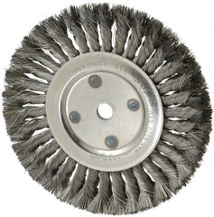 Anderson - 8" OD, 5/8" Arbor Hole, Knotted Steel Wheel Brush - 5/8" Face Width, 1-3/4" Trim Length, 0.014" Filament Diam, 6,000 RPM - Exact Tooling